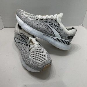Brooks Running Shoes Glycerin Stealthfit GTS 20 Mens Size 11.5 White Black Gold